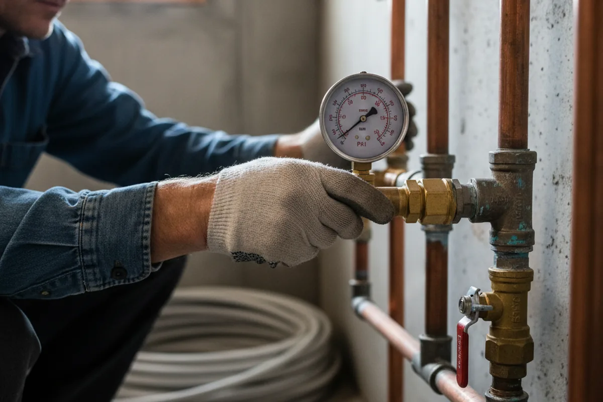 Pressure testing a repaired line during Water Line Repair in Heath